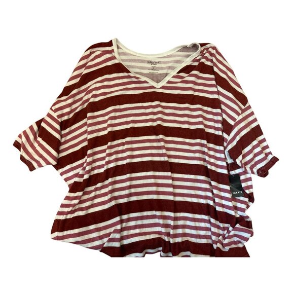 Torrid Super Soft Plush Striped Top Size 6 Red/White 6X Casual Basic - Picture 1 of 6
